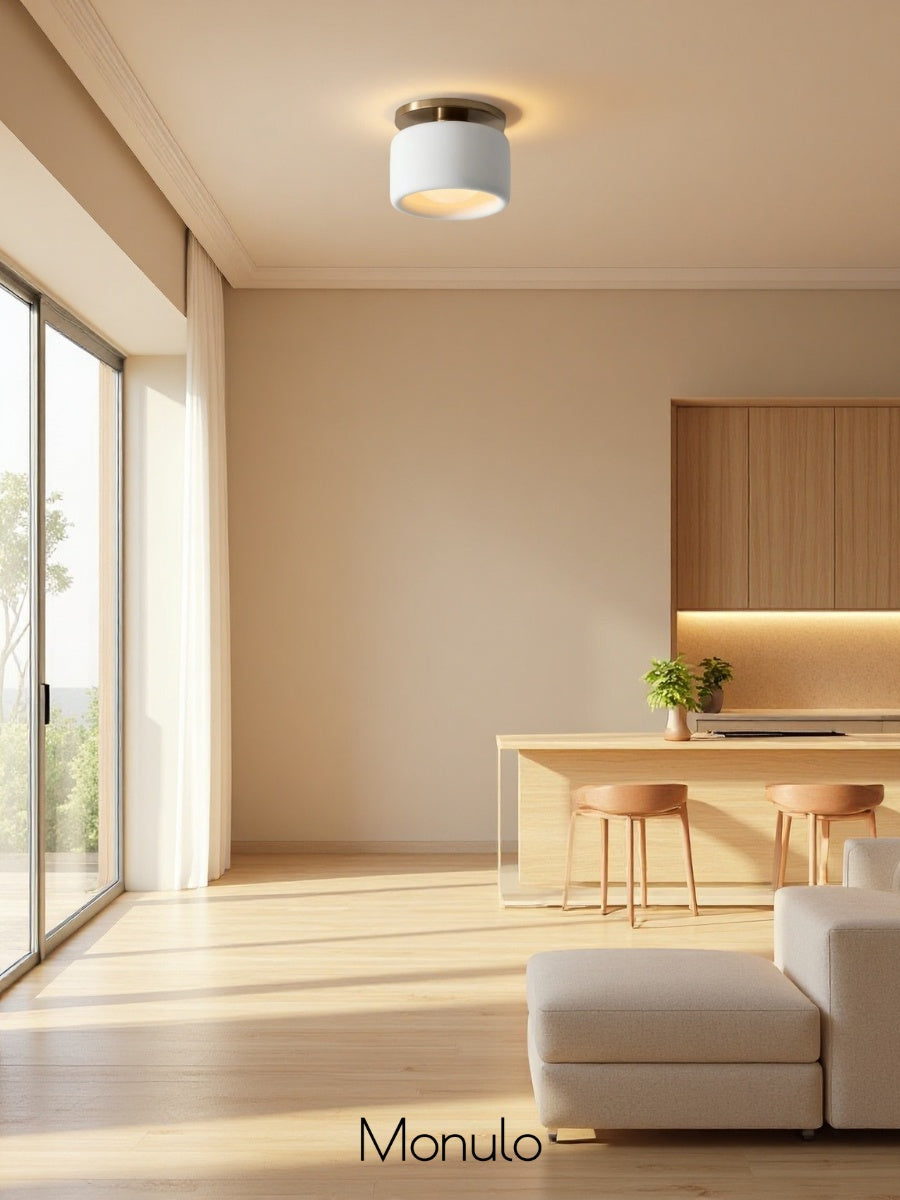 Cerova Porcelain Flush Mount Ceiling Light – Modern Low-Profile Fixture