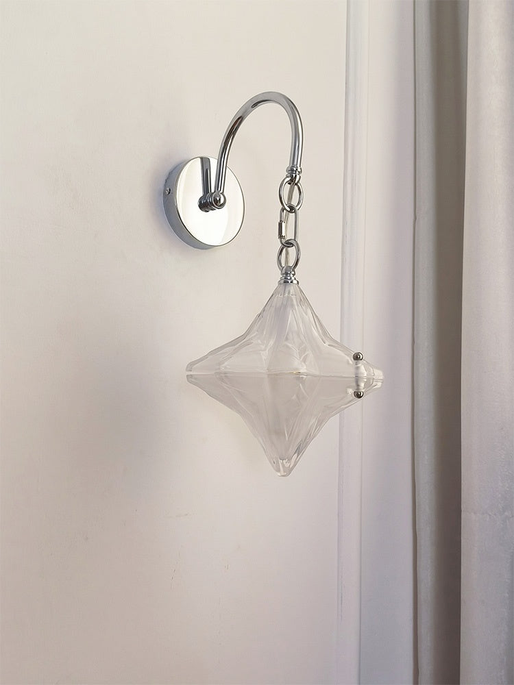 Aplique de pared Art Déco Star - Lámpara de vidrio esmerilado para pasillo - Astris Selene 