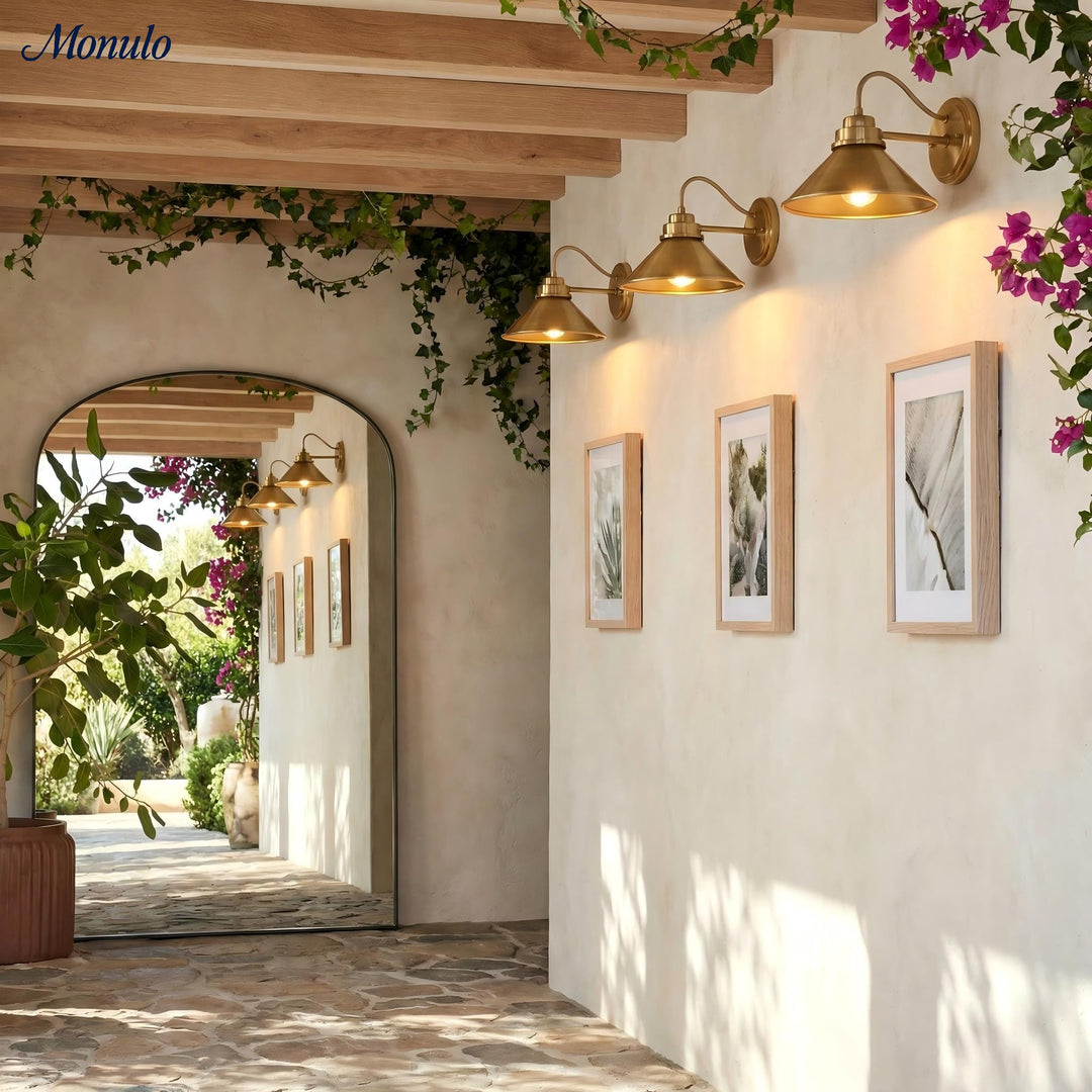 Aplique de pared Aurenza con brazo curvo y forma de globo: lámpara de pared industrial moderna para baño, dormitorio y pasillo.