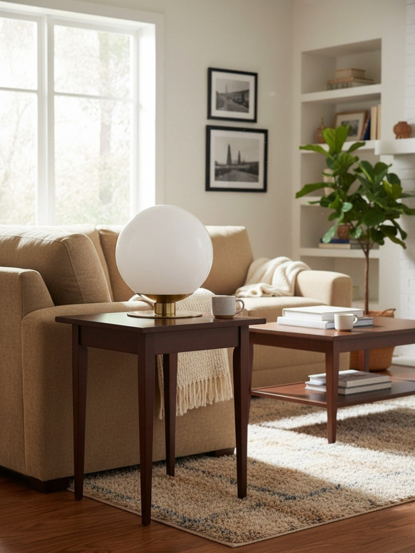 Rivolence Glass Globe Table Lamp - Elegant Modern Glass Bedside Accent