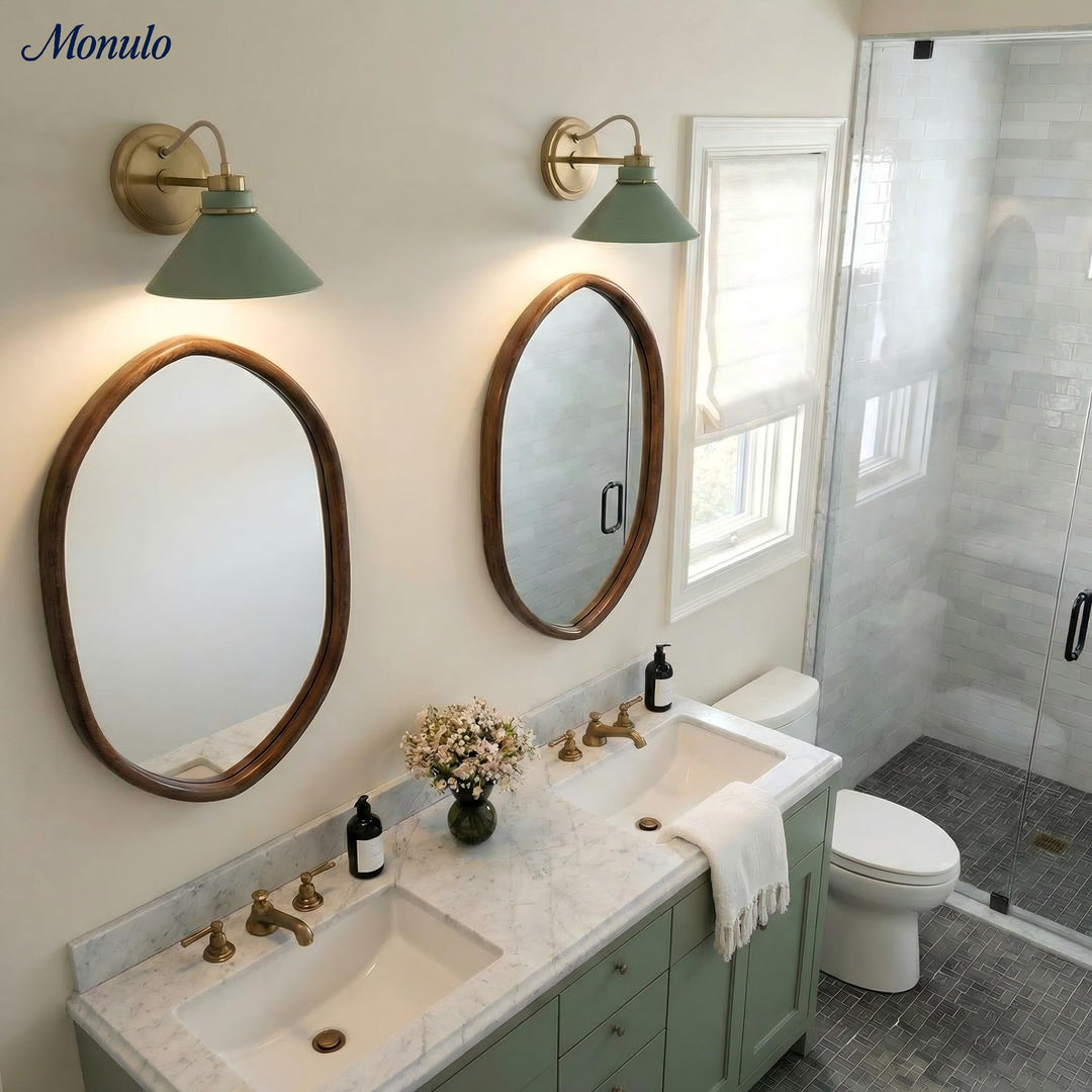 Aplique de pared Aurenza con brazo curvo y forma de globo: lámpara de pared industrial moderna para baño, dormitorio y pasillo.