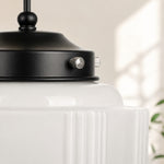 Load image into Gallery viewer, Vintage Art Deco Milk Glass Geometric  Skyscraper Shade Pendant Light