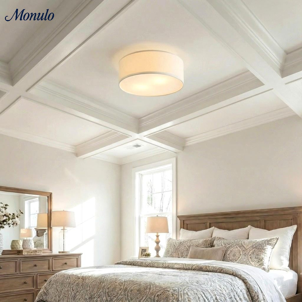 Dumora Drum Flush Mount Ceiling Light - Linen Shade Modern Elegance