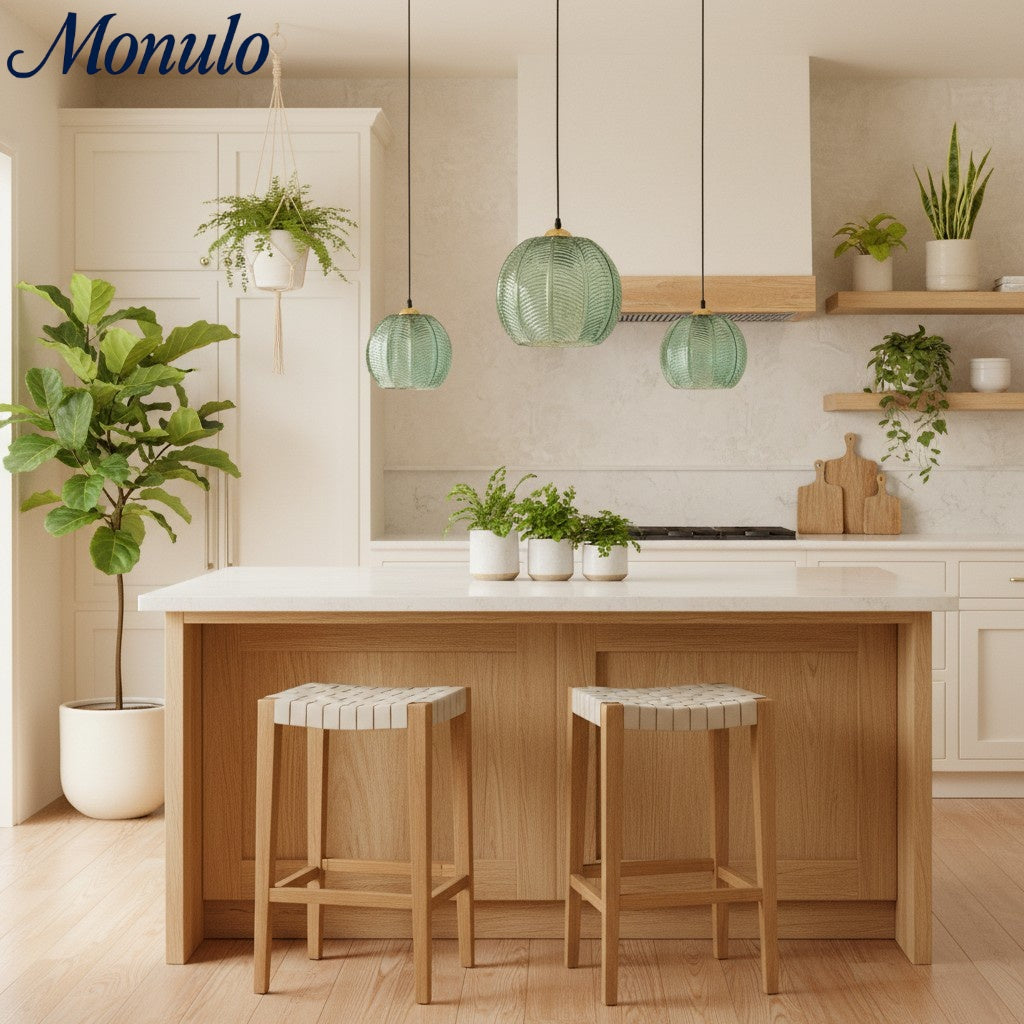 Verdoma Tropical Boho Decorative Glass Pendant Light for Entryway or Hallway