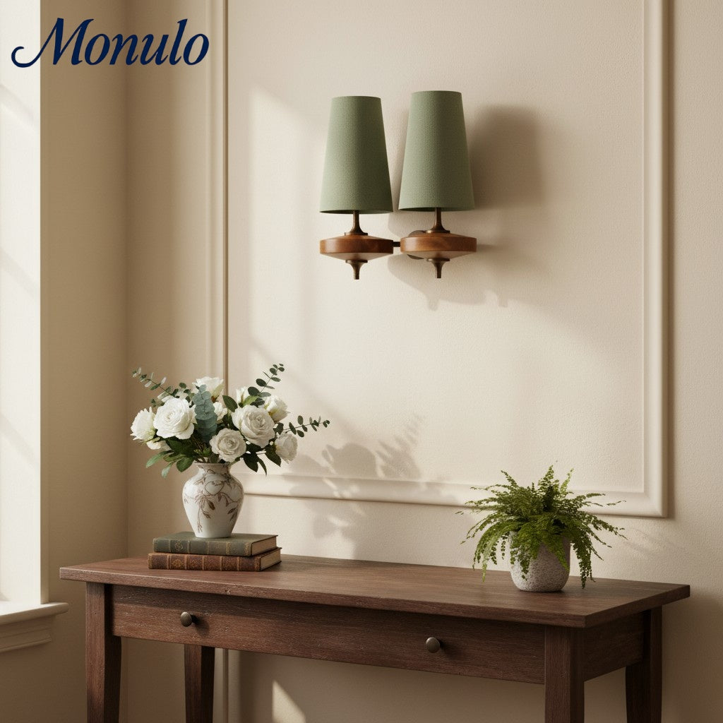 Rowan Retro Stoffschirm Wandleuchte – Klassische Stoffbeleuchtung für Schlafzimmer