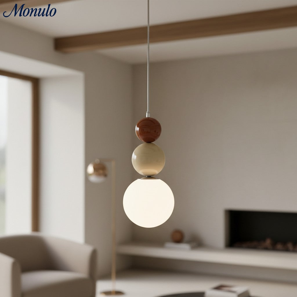 Lámpara colgante moderna Verdoma con esfera triple de vidrio brillante, estilo minimalista para comedores y salas de estar