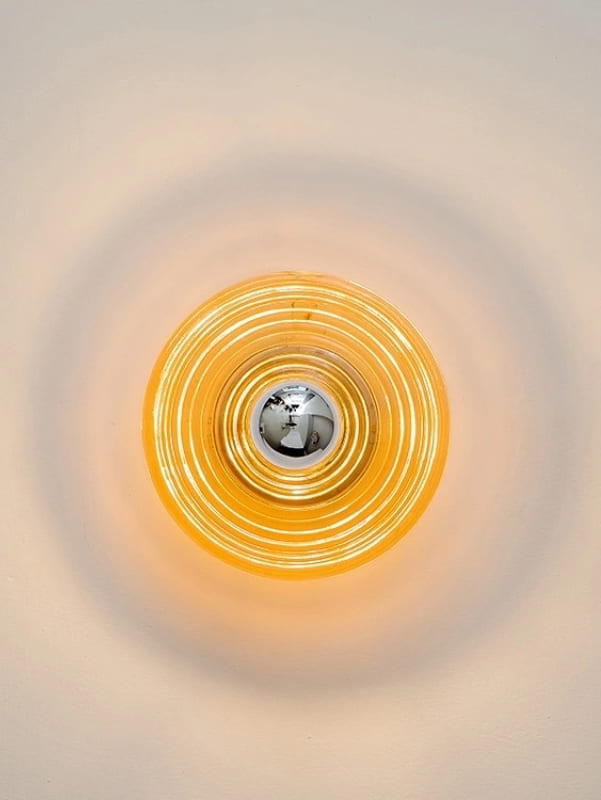 Aplique de cristal acanalado: moderna lámpara de pared de disco para dormitorio