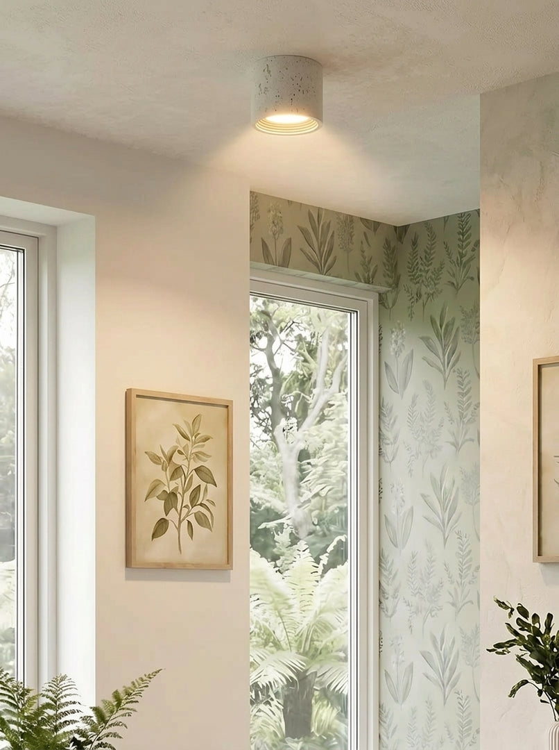 Lámpara cilíndrica de travertino: lámpara de techo LED Wabi Sabi para hogares modernos