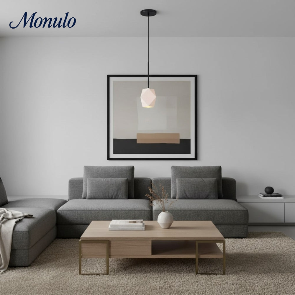 Talvior Sculptural Faceted Glass Ceiling Light – Minimalist Adjustable Pendant for Home Interiors