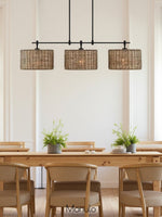Load image into Gallery viewer, 3 Light Rustic Drum Hand Woven Rattan Pendant Light
