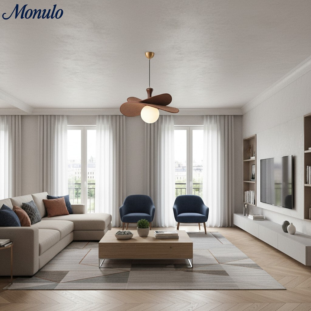 Suspension Orrise Petal - Métal et bois modernes pour salons et salles à manger