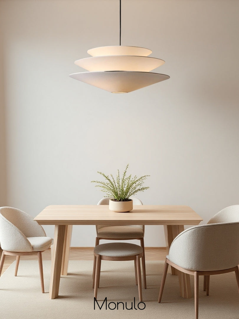 Solivara 3 Tier Linen Pendant Light – Modern White Linen Pendant