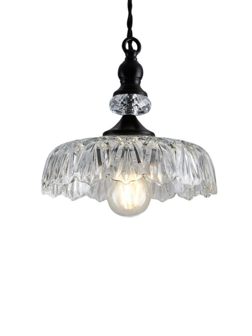 Vintage Brass Clear Glass Flower Pendant Light For Kitchen Island