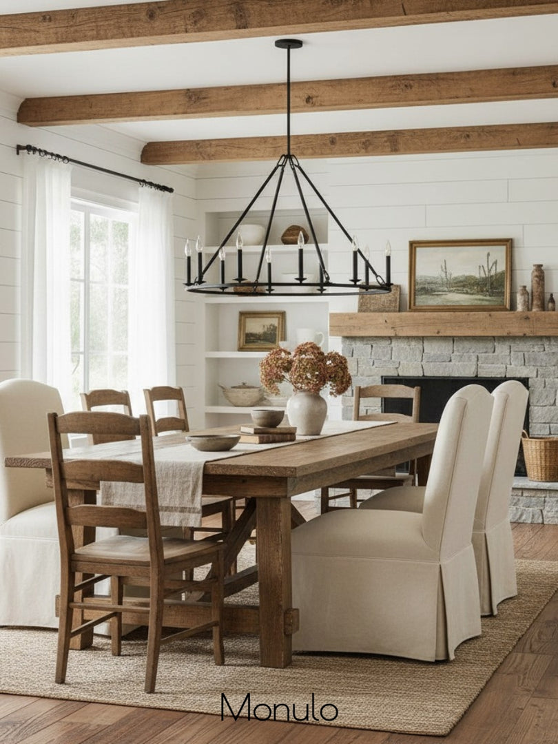 Rowan Candle Wagon Wheel Chandelier - Farmhouse Round Wheel Lighting