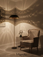 Load image into Gallery viewer, Auriglow Retro Perforated Floor Lamp - Brass Living Room Accent Light
