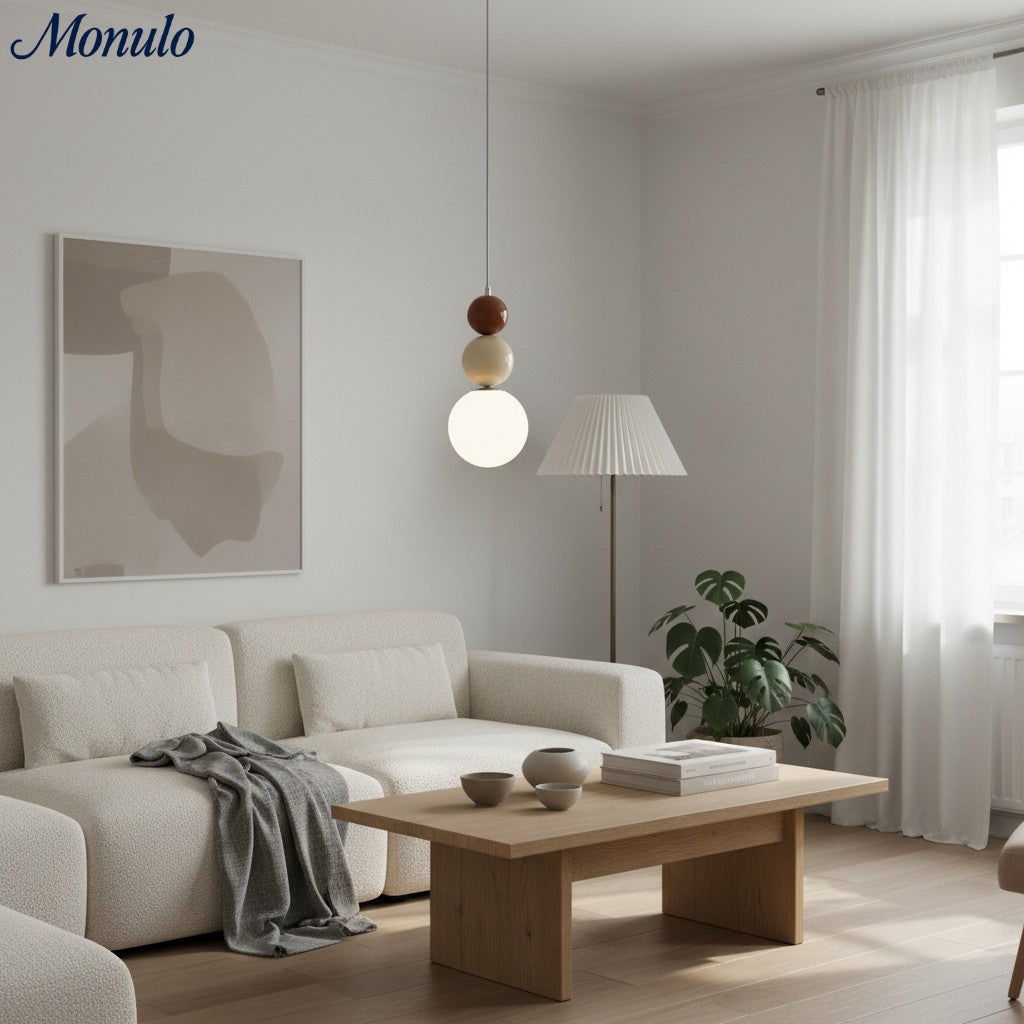 Lámpara colgante moderna Verdoma con esfera triple de vidrio brillante, estilo minimalista para comedores y salas de estar