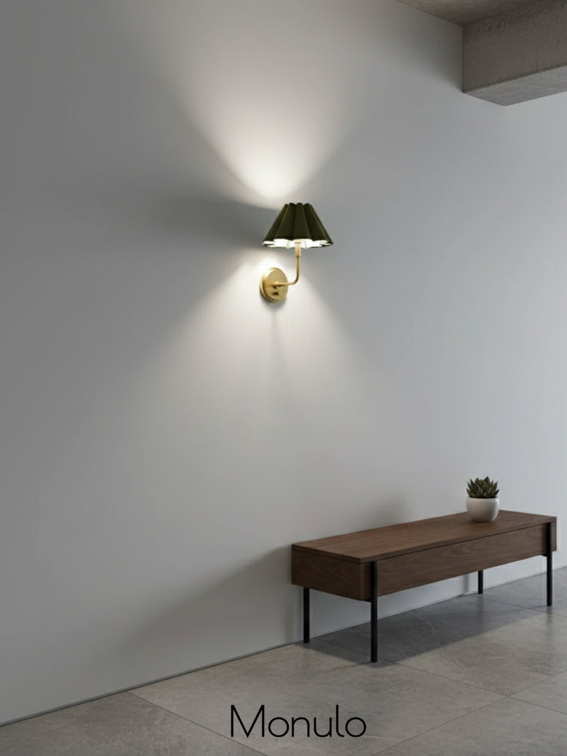 Capirise Pleated Shade Wall Sconce - Scalloped Fabric Bedroom Light