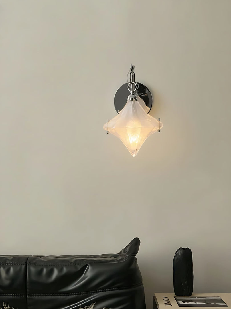 Aplique de pared Art Déco Star - Lámpara de vidrio esmerilado para pasillo - Astris Selene 