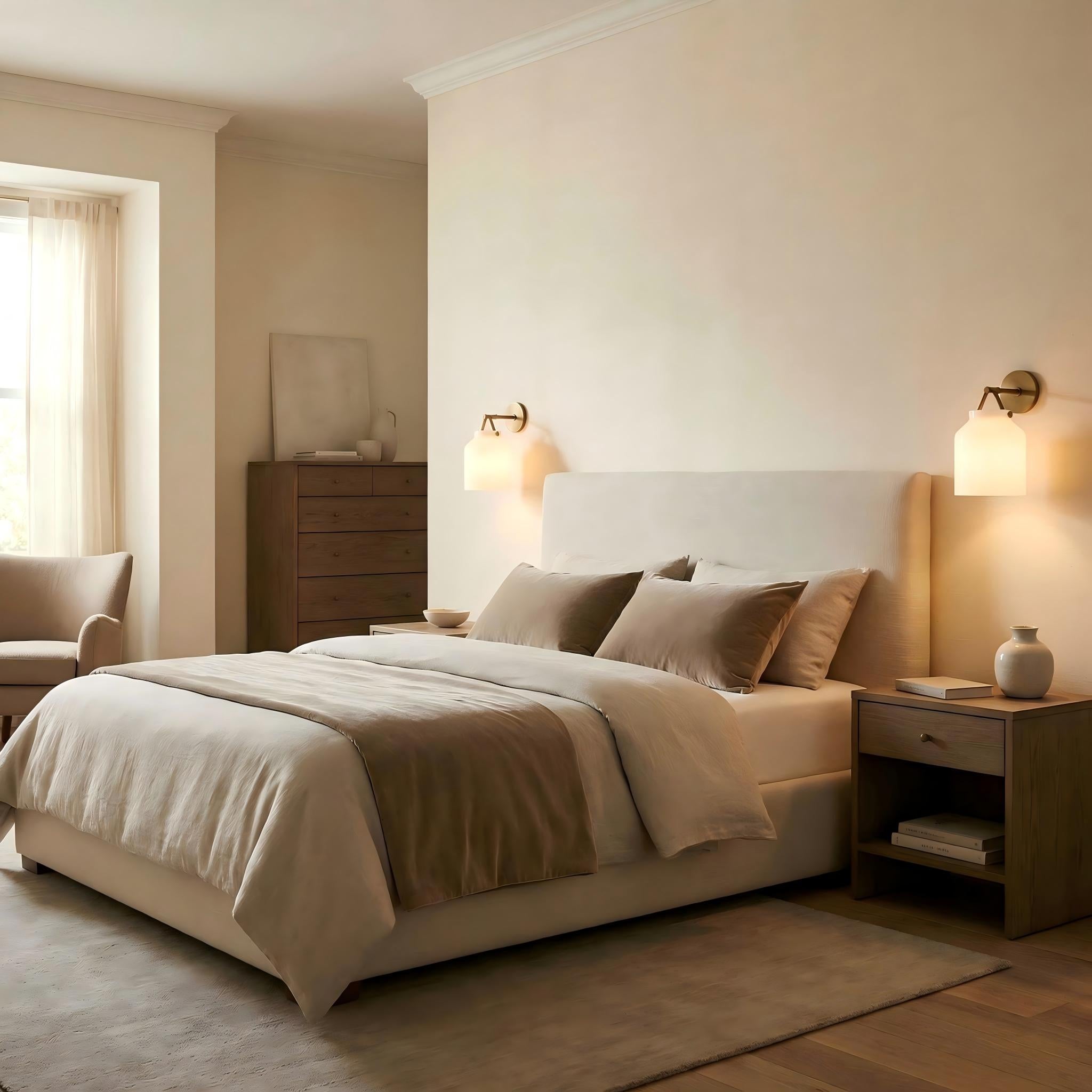 Hanton Minimalistische Wandleuchte – Vintage Milchglas-Wandleuchte mit Metallakzent