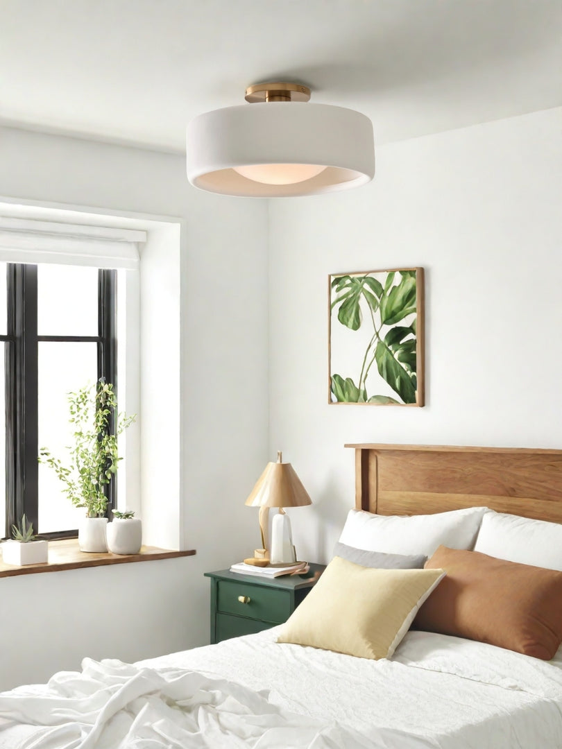Lámpara de techo empotrada de porcelana: luminaria moderna de perfil bajo 