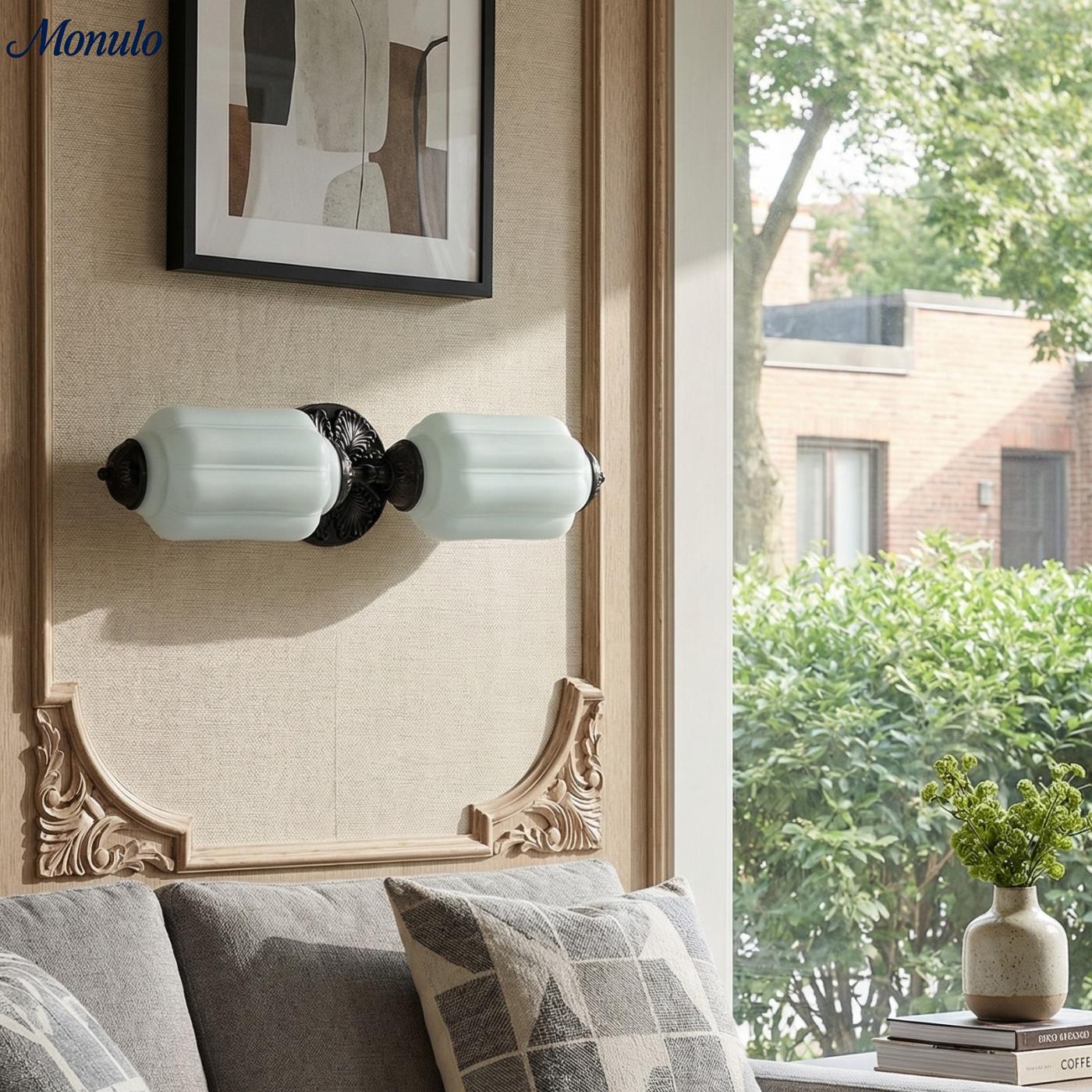 American Vintage Glas Laterne Geformt Horizontal Eloise Wandlampe