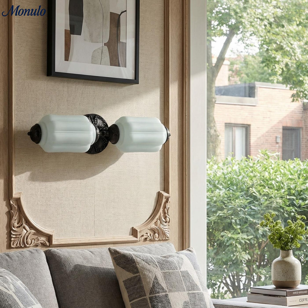 American Vintage Glas Laterne Geformt Horizontal Eloise Wandlampe