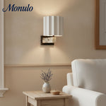 Load image into Gallery viewer, Cavilon Sculpted Marble Wall Light with Elegant Linen Shade for Living Rooms and Hallways