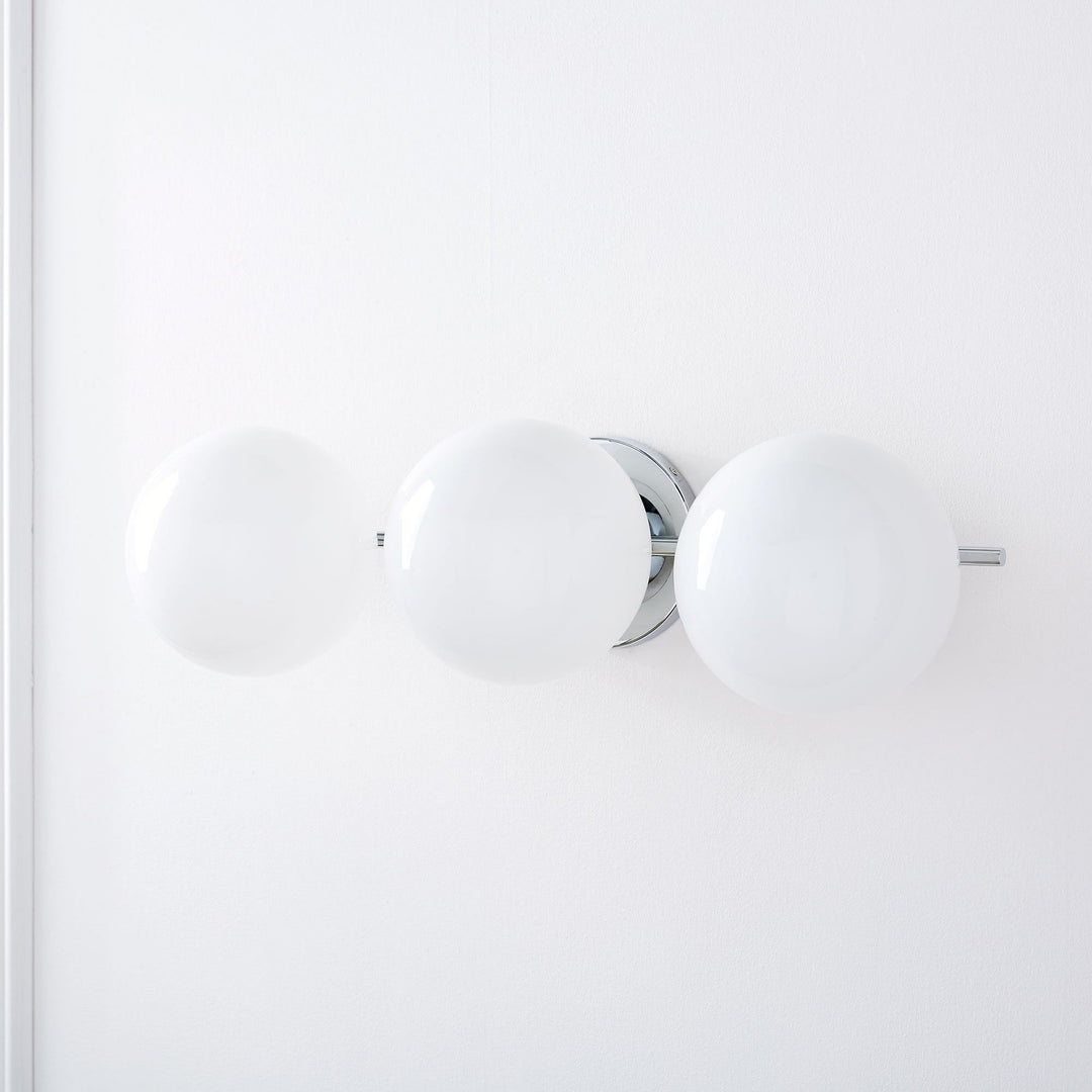 Alessora 3 Light Glass Ball Sconce - Opal Globe Bathroom Light
