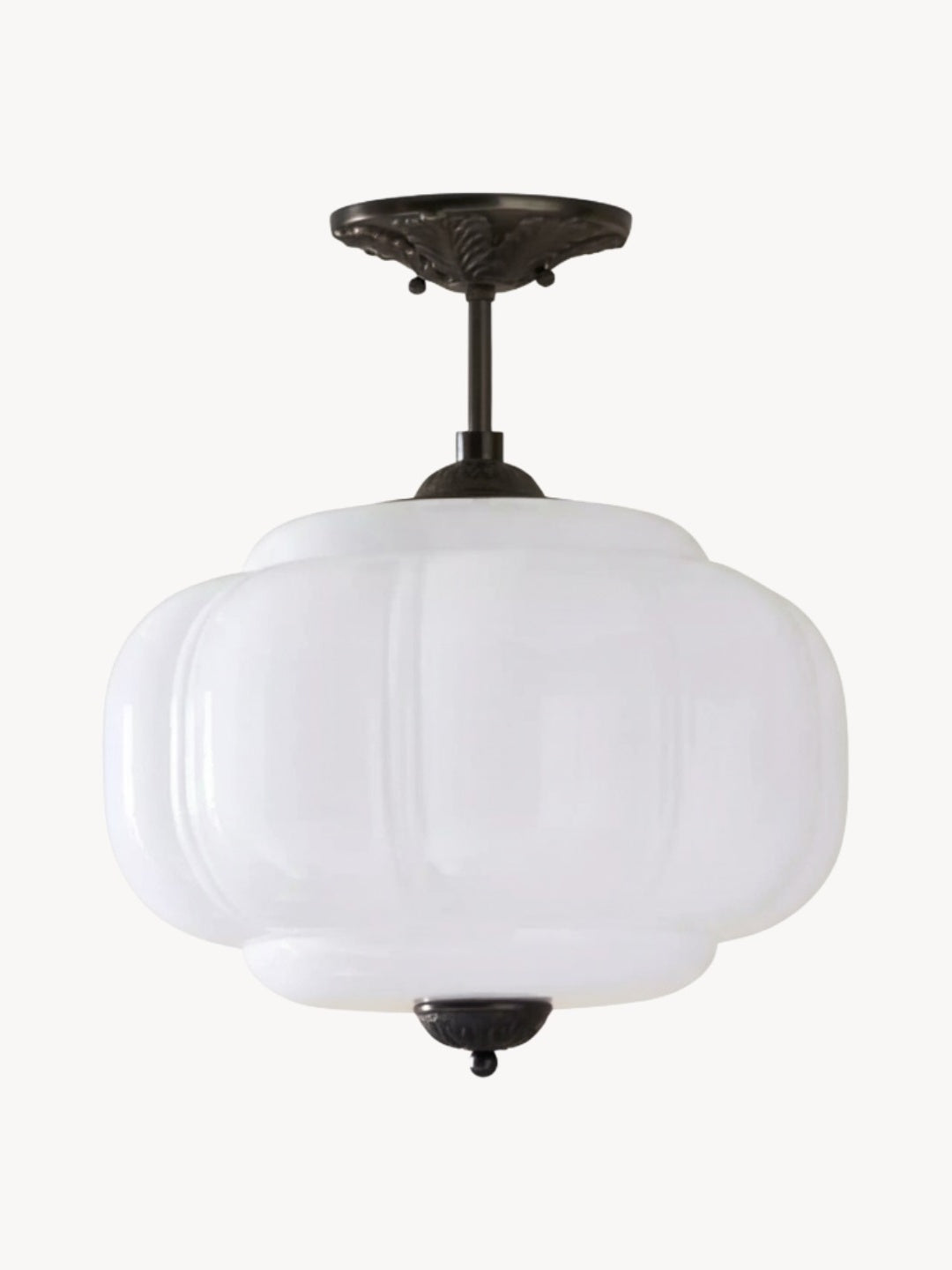 Vintage Milk Glass Semi Flush Mount Eloise Pendant Light