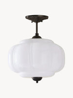 Load image into Gallery viewer, Vintage Milk Glass Semi Flush Mount Eloise Pendant Light
