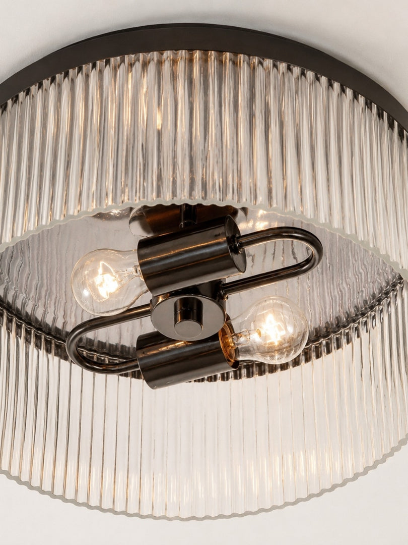Bravira Elegant gerippte Glas-Deckenleuchte – moderne flache Leuchte für Schlafzimmer
