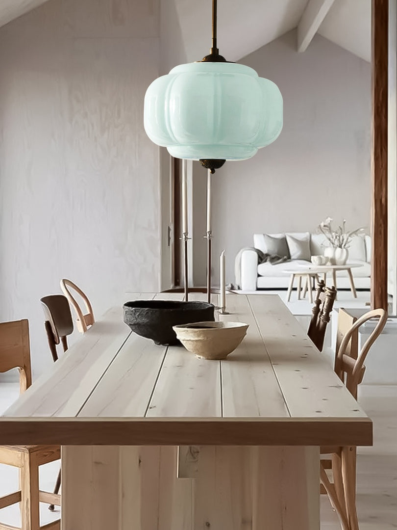 Vintage Milk Glass Semi Flush Mount Eloise Pendant Light