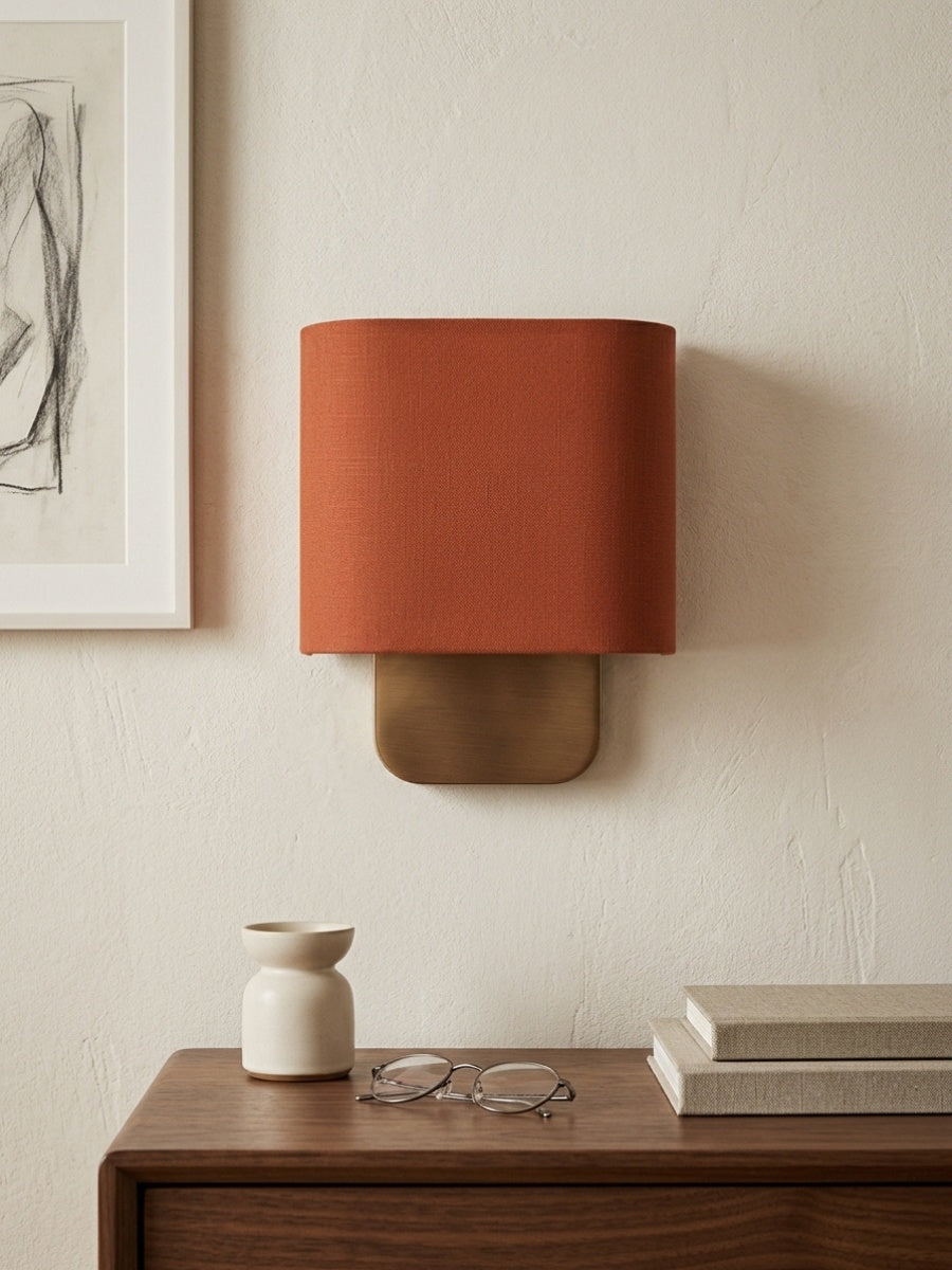 Nolvara Aleena Soft Fabric Luxe Metal Fabric Wall Sconce for Bedroom Reading Light