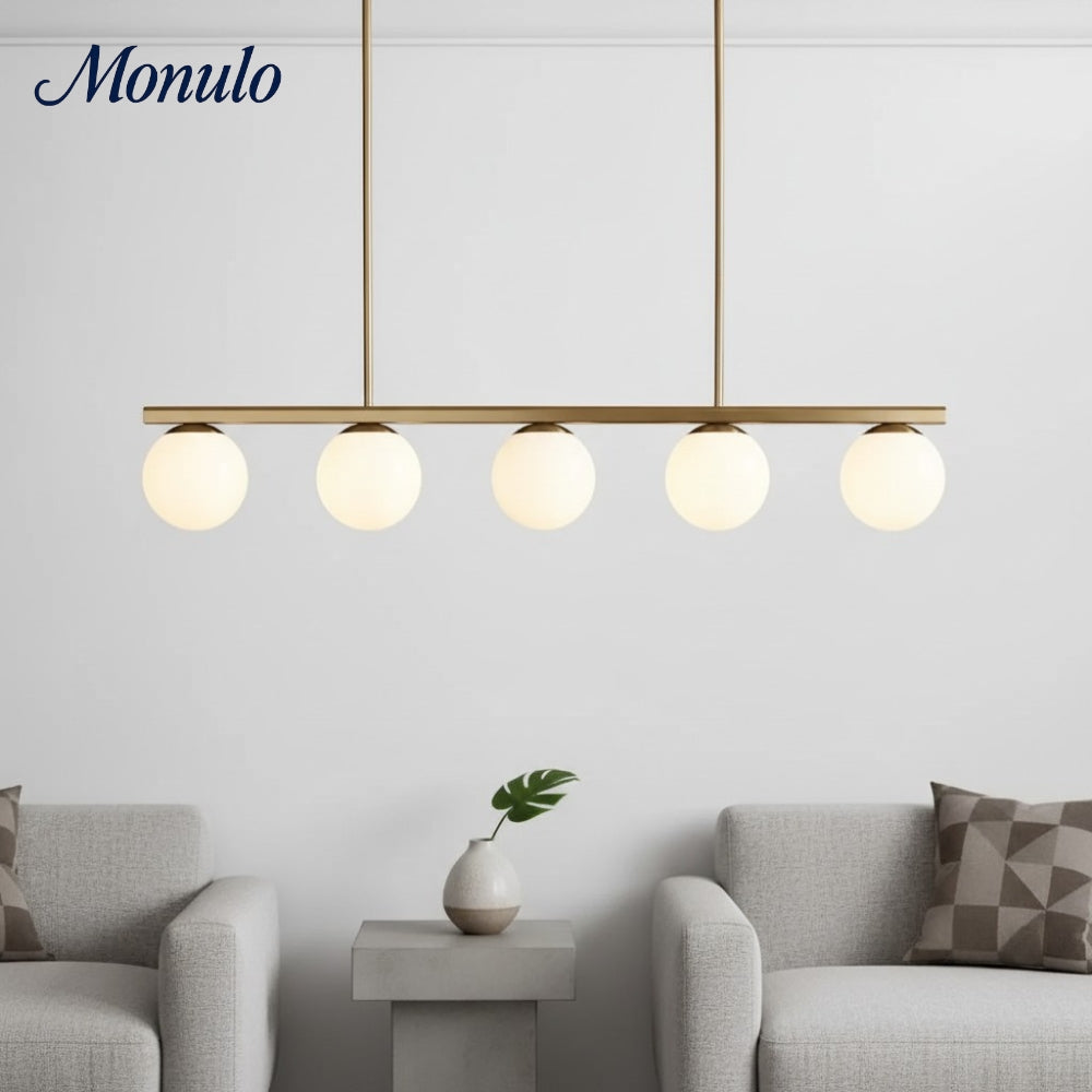 Lustre Brelia en verre opale — Plafonnier contemporain pour entrée d'hôtel et restaurant 