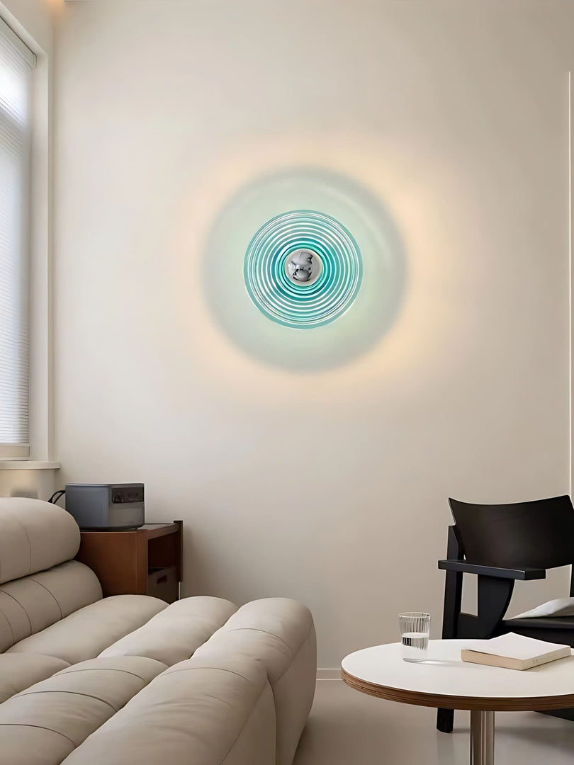 Aplique de cristal acanalado: moderna lámpara de pared de disco para dormitorio