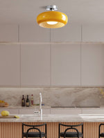 Load image into Gallery viewer, Retro Brass Bauhaus Glass Disc Ceiling Lamp
