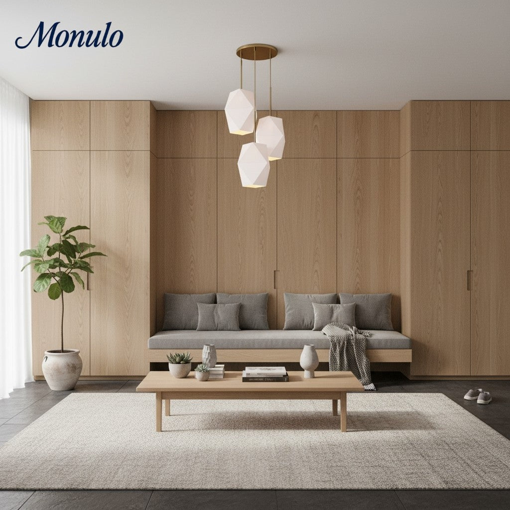 Talvior Multi-Finish Faceted 3-Lights Chandelier – Ideal for Living Room or Boutique Commercial Spaces