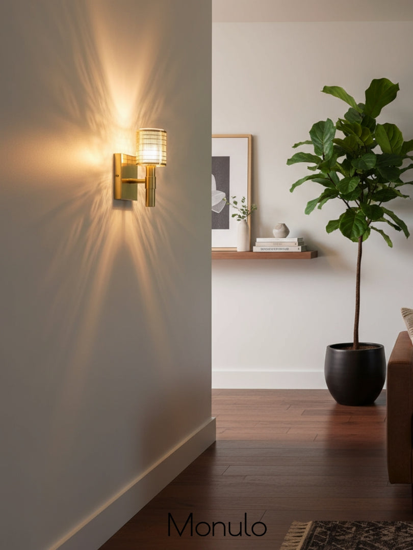 Galvia Perforated Metal Sconce - Champagne Bronze Modern Bedside Light