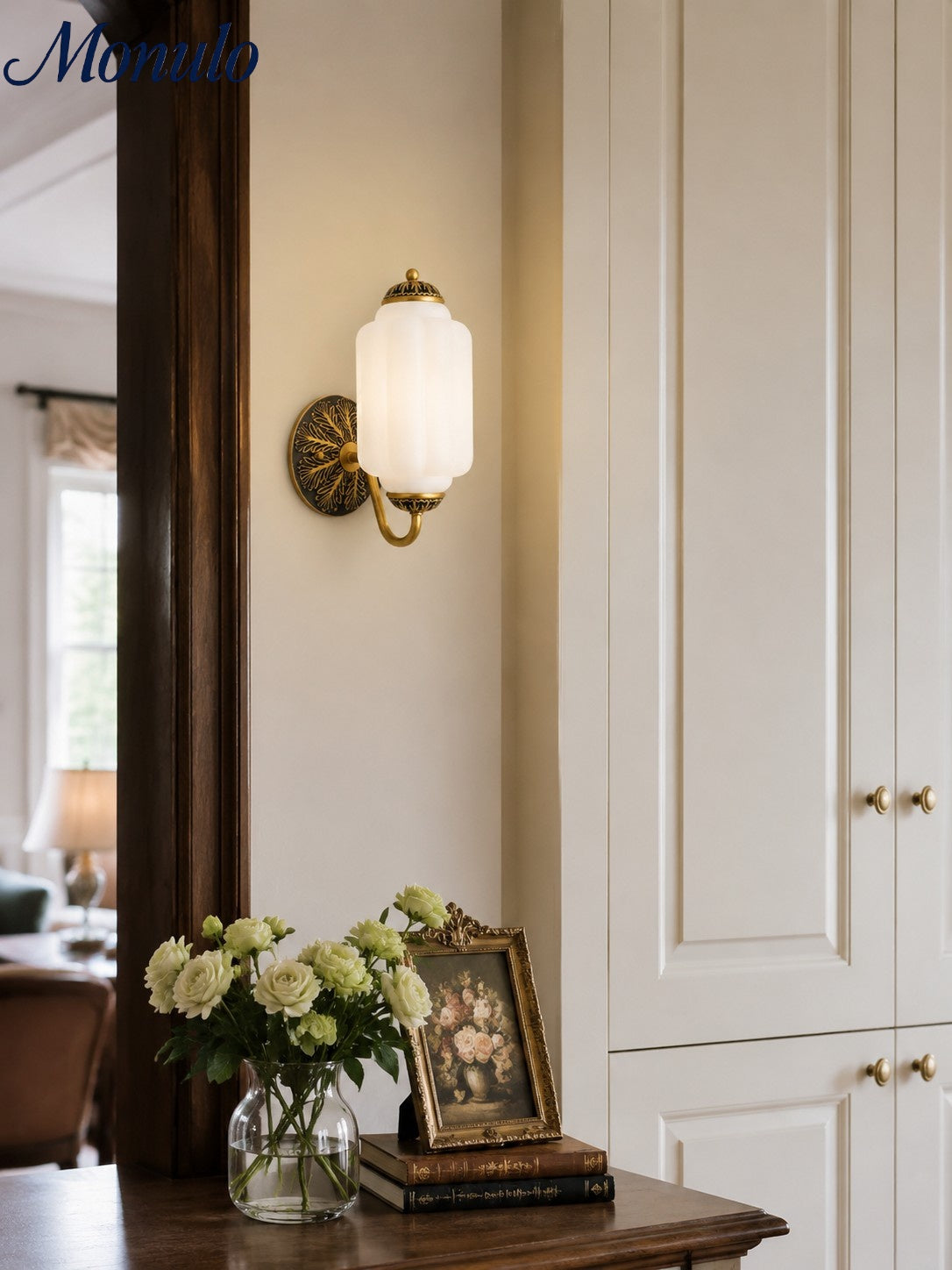 Vintage Milchglas Wandleuchte Nachttisch Flur Eloise Wandleuchte