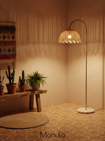 Load image into Gallery viewer, Olvara Arched Rattan Floor Lamp - Boho Chic Natural Woven Lighting
