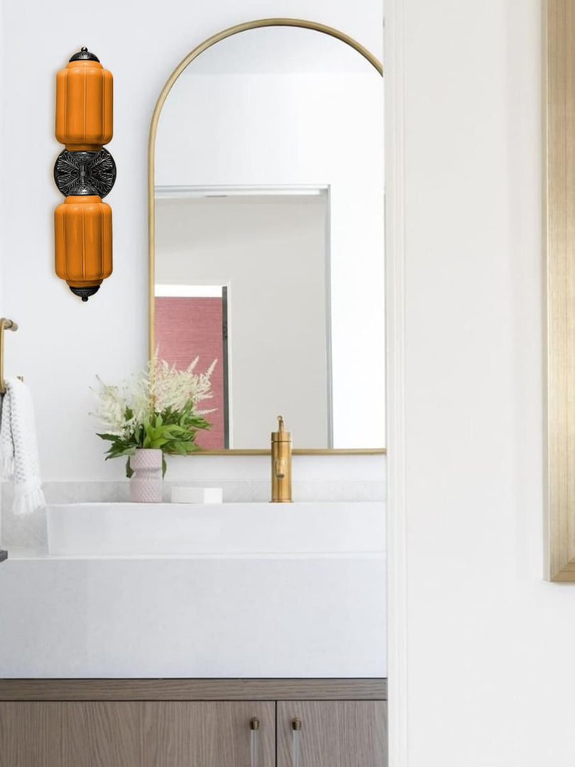 Aplique de pared horizontal Eloise de cristal vintage americano con forma de farol