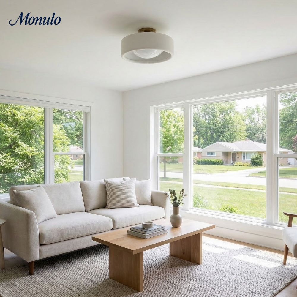 Lámpara de techo empotrada de porcelana contemporánea Cerova: iluminación ambiental suave para pasillos y oficinas.