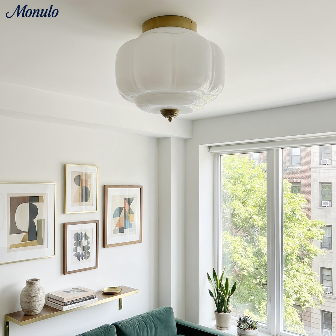 Plafonnier encastré Eloise en verre laiteux – Éclairage d'accentuation moderne avec abat-jour en verre artistique 