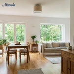 Cargar imagen en el visor de la Galería, Lámpara de techo empotrada Jelvane Linen Drum: moderna lámpara de techo de tela para dormitorio