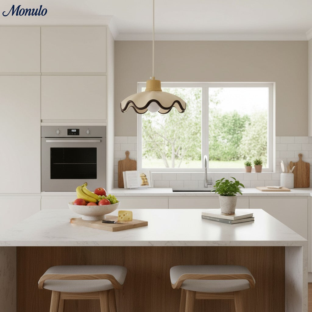 Suspension en résine en forme d'onde Resinova - Résine métallique moderne pour salles à manger et cuisines