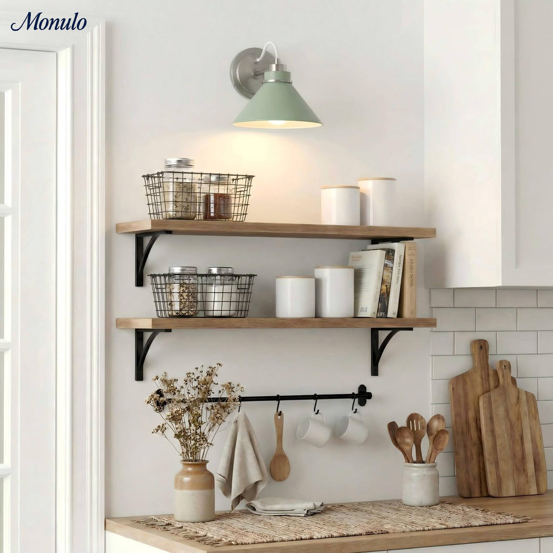 Aplique de pared Aurenza con brazo curvo y forma de globo: lámpara de pared industrial moderna para baño, dormitorio y pasillo.