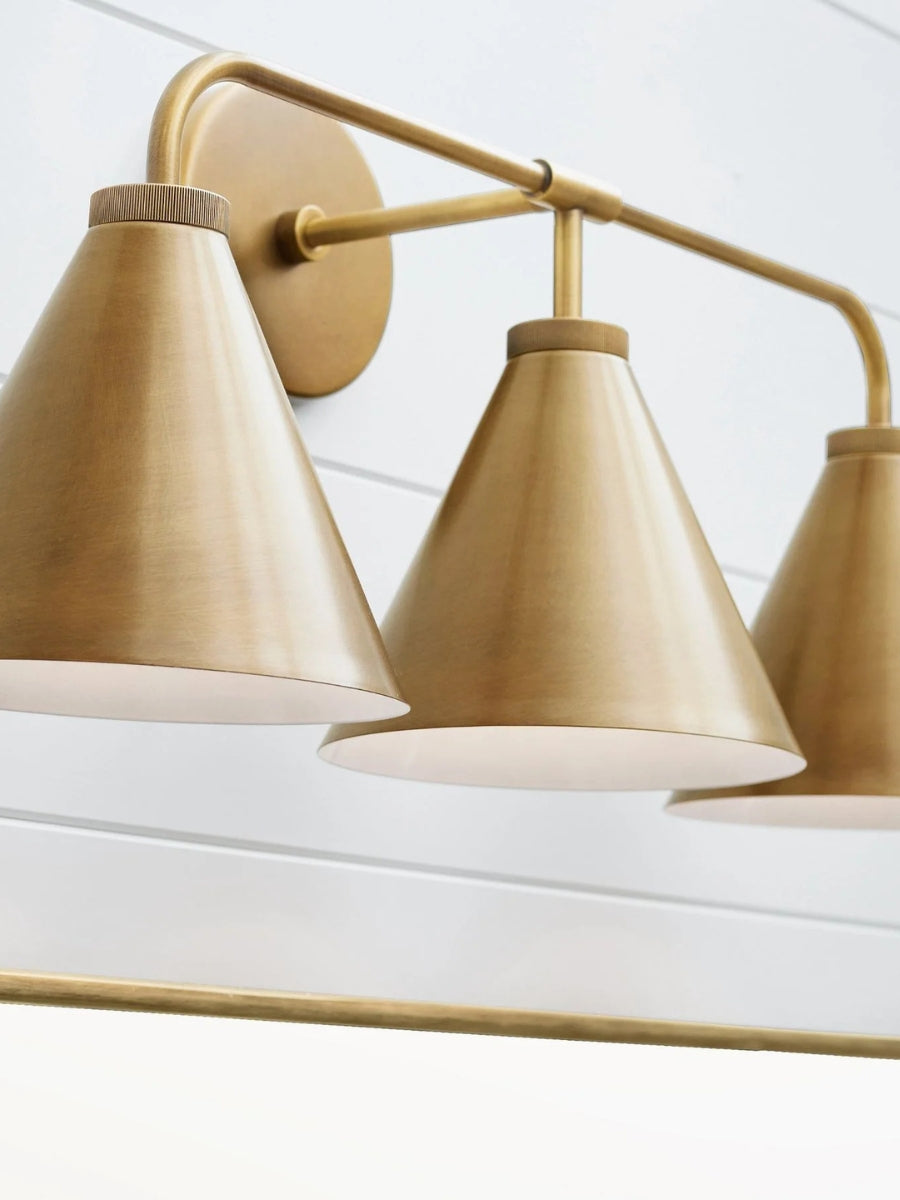 Korvi Tapered Sconce Cone Wall Light – Black or Brass Conical Retro Design