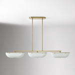 Load image into Gallery viewer, Ferosa Brass Glass Linear Chandelier – 3 Light Milk Glass Dining Lighting
