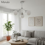 Load image into Gallery viewer, Glorica Glass Opal Globe Semi-Flush Ceiling Light – Modern Mid-Century Dining Room Fixture
