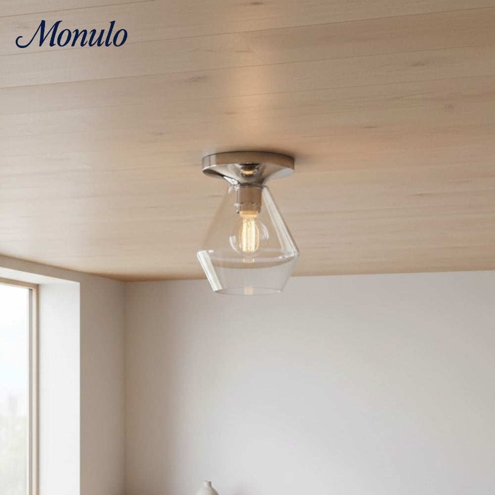 Merin Clean-Line Glass Flushmount Fixture — Contemporary Ceiling Light for Kitchens & Living Rooms